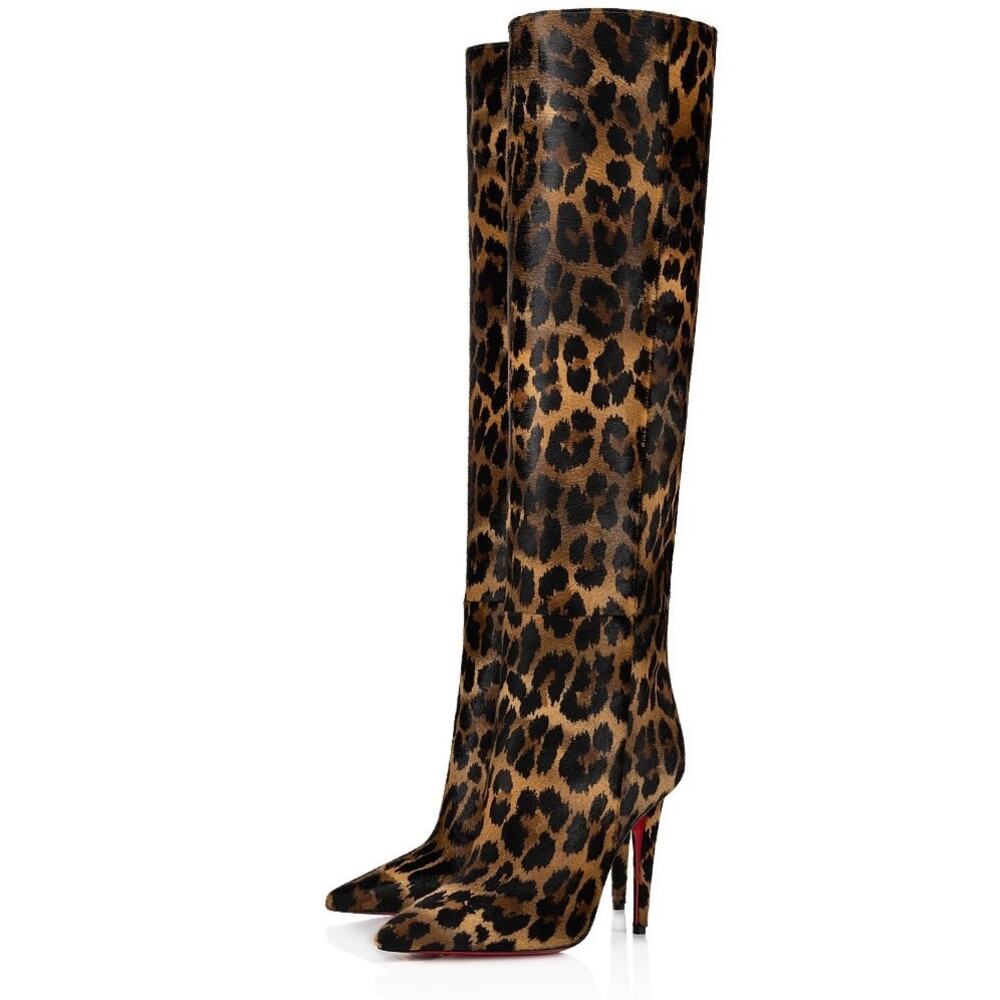 Christian‎ Louboutin Astrilarge Botta 100 Pony Kitty Pointed Toe Boots - Picture 7 of 16